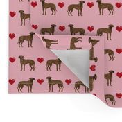 great dane brindle love hearts dog fabric pink