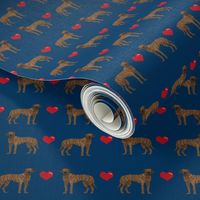 great dane brindle love hearts dog fabric navy