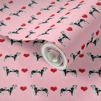great dane harlequin love hearts dog breed fabric pink