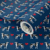 great dane harlequin love hearts dog breed fabric navy