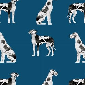 great dane harlequin simple dog breed fabric navy