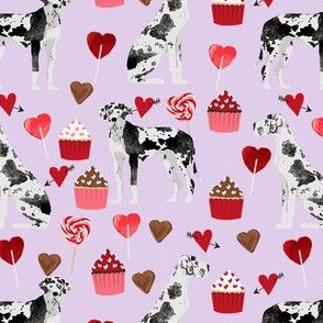 great dane harlequin valentines love hearts dog breed fabric purple