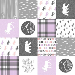 Fearfully and Wonderfully Made Patchwork Fabric || Purple & Grey