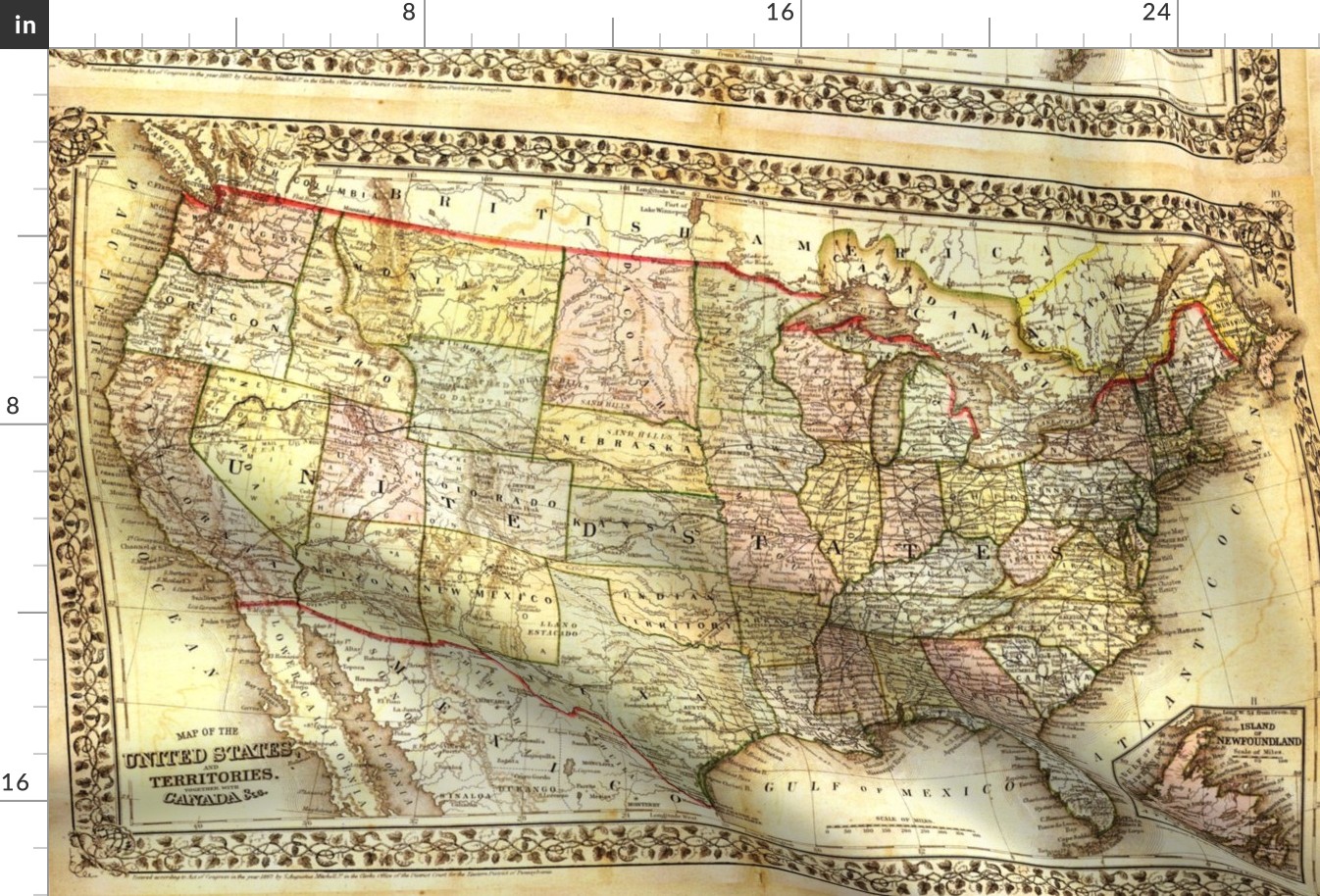 1867 USA Map (27"W)
