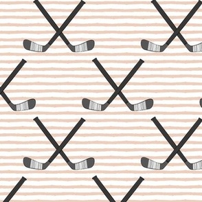 hockey sticks on blush stripes
