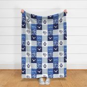 Swedish folk cats wholecloth quilt top I //  meow on indigo blue background