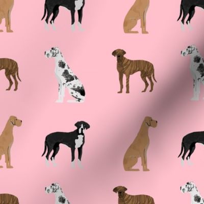 great dane mixed coats dog fabric pink