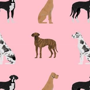 great dane mixed coats dog fabric pink