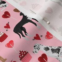 great dane mixed coat colors valentines day cupcakes hearts love dog fabric pink