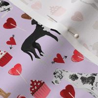 great dane mixed coat colors valentines day cupcakes hearts love dog fabric purple