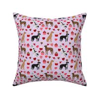 great dane mixed coat colors valentines day cupcakes hearts love dog fabric purple