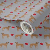 great dane tan love hearts dog fabric grey