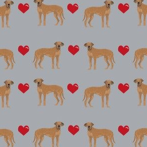 great dane tan love hearts dog fabric grey