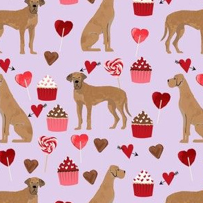 great dane tan valentines hearts love cupcakes dog breed fabric purple