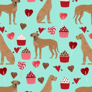 great dane tan valentines hearts love cupcakes dog breed fabric mint