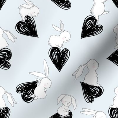 8" BUNNY HEARTS BLUE