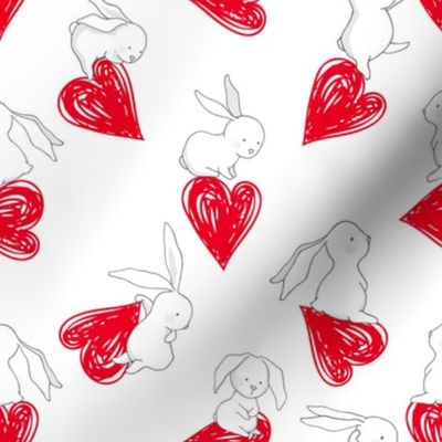 8" BUNNY LOVE  RED HEARTS