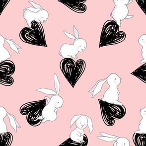 8" BUNNY LOVE BLACK HEARTS / PINK