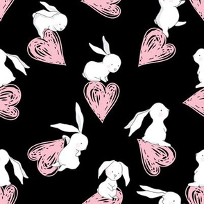 8" BUNNY LOVE PINK HEARTS BLACK