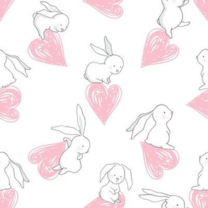 8" BUNNY LOVE PINK HEARTS