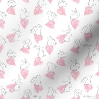 4" BUNNY LOVE PINK HEARTS