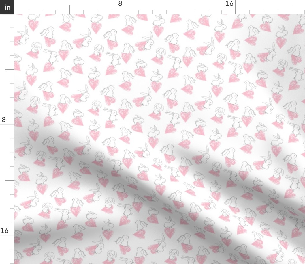 4" BUNNY LOVE PINK HEARTS