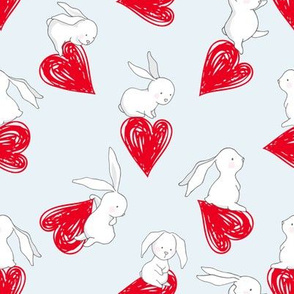 8" BUNNY LOVE RED HEARTS / BLUE