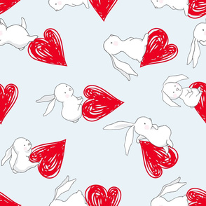 21" BUNNY LOVE RED HEARTS / BLUE copy