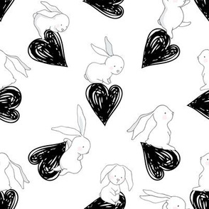 8" BUNNY LOVE BLACK HEARTS