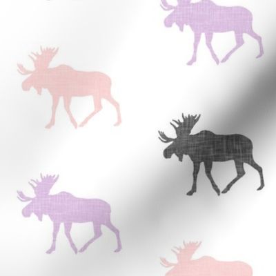 multi moose coordinate Fearfully and Wonderfully Made Patchwork Fabric || Purple, Pink, Grey 