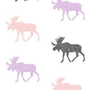 multi moose coordinate Fearfully and Wonderfully Made Patchwork Fabric || Purple, Pink, Grey 
