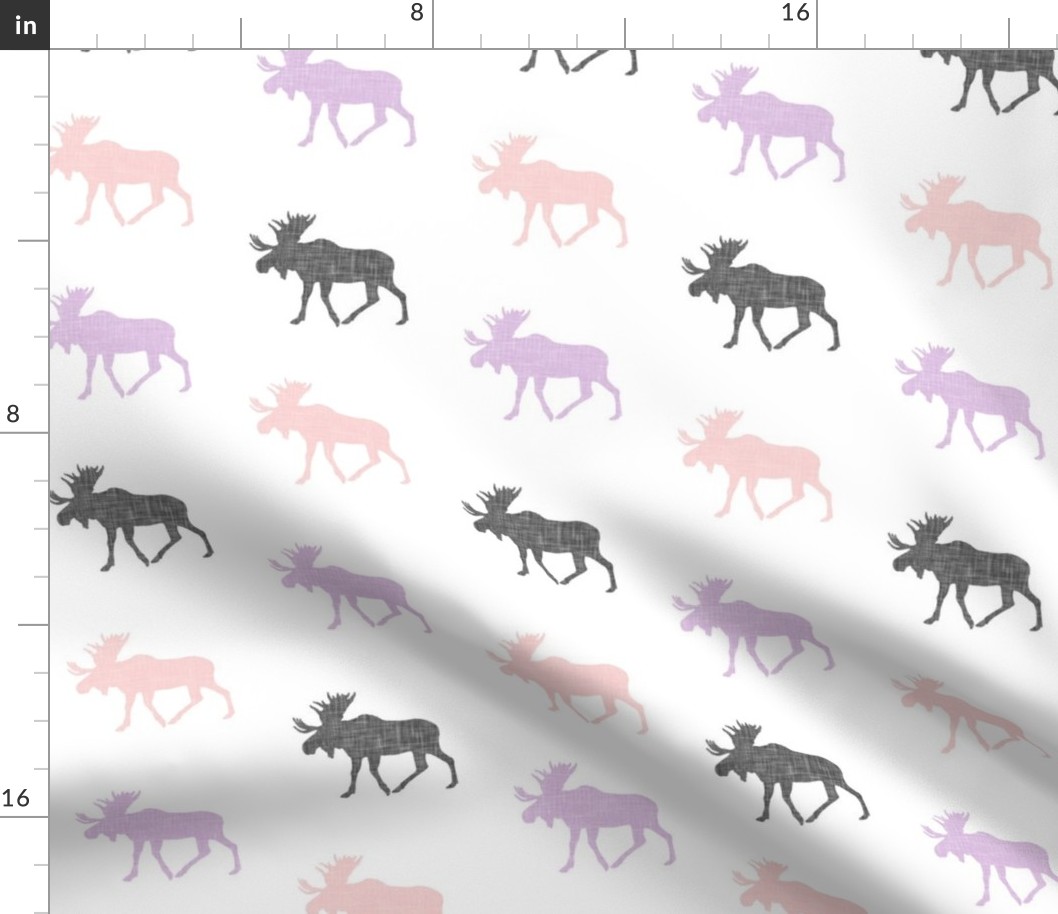 multi moose coordinate Fearfully and Wonderfully Made Patchwork Fabric || Purple, Pink, Grey 