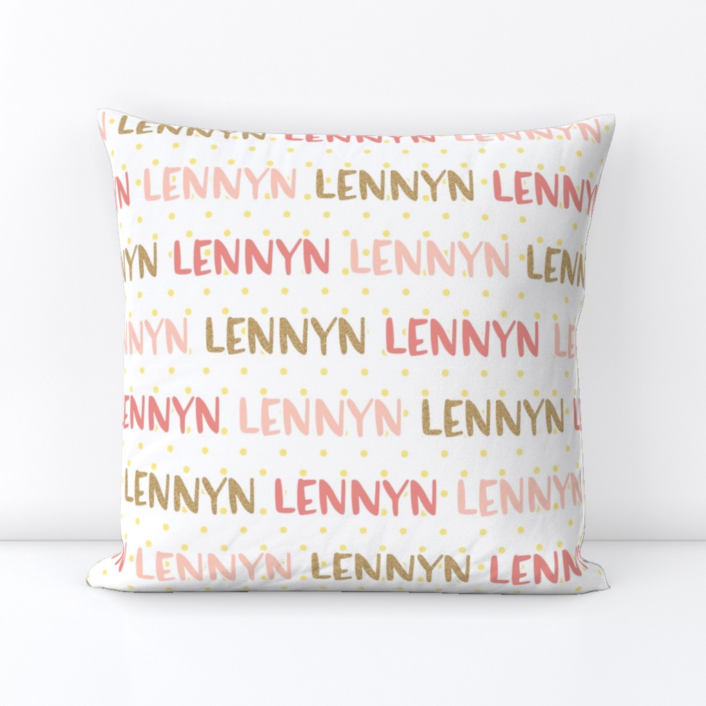 Girls Glitter Gold and Pink Personalized Name - Lennyn