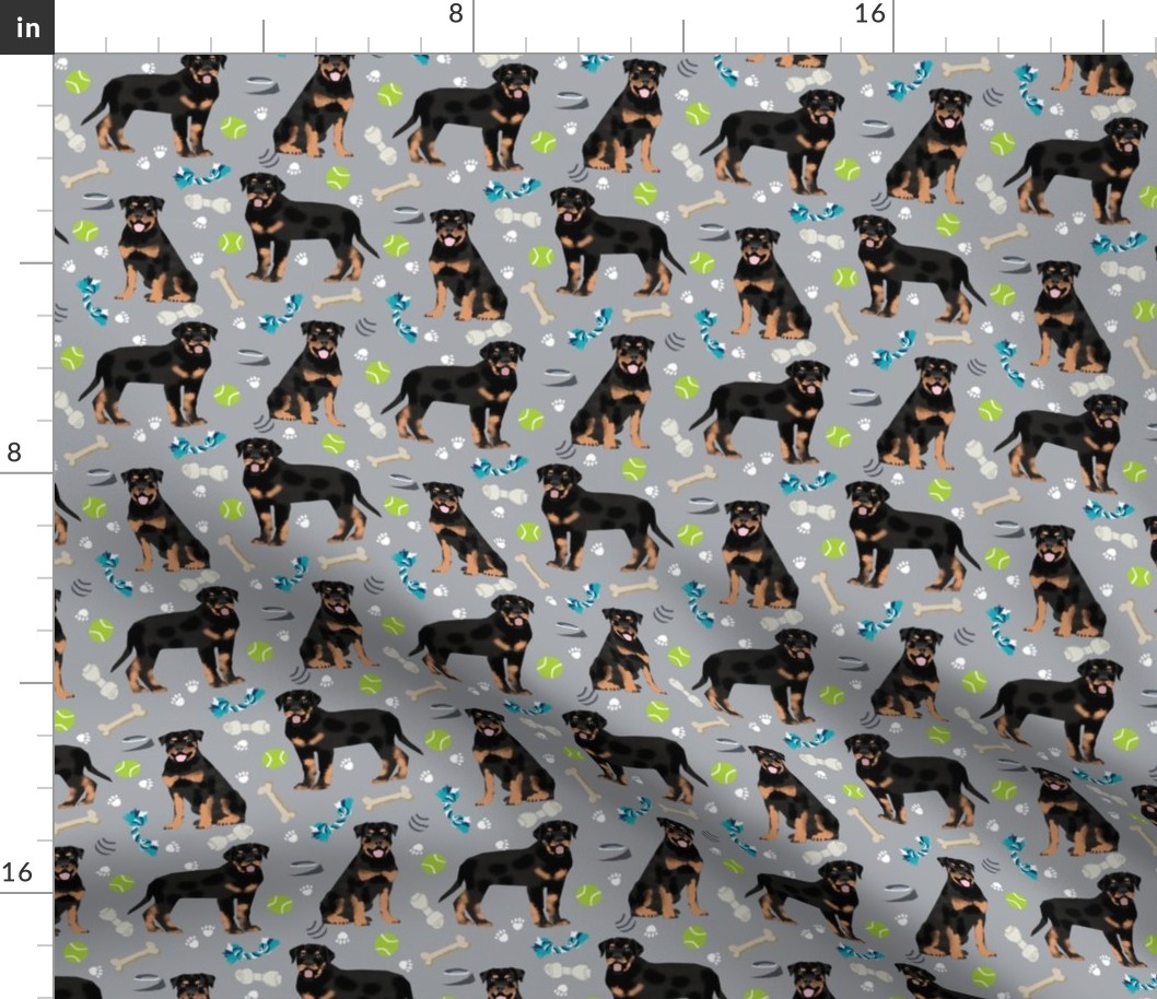 rottweiler dog fabric - dogs and toys - blue