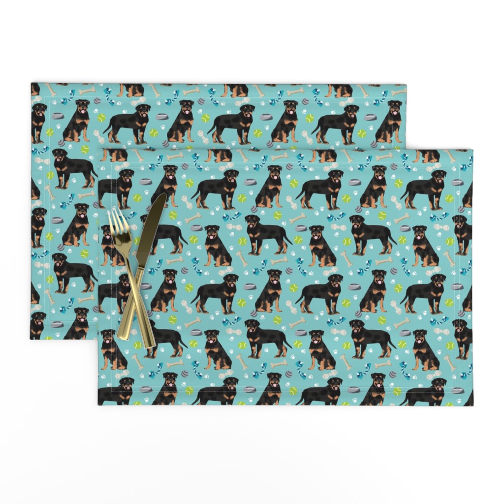 rottweiler dog fabric - dogs and toys - blue