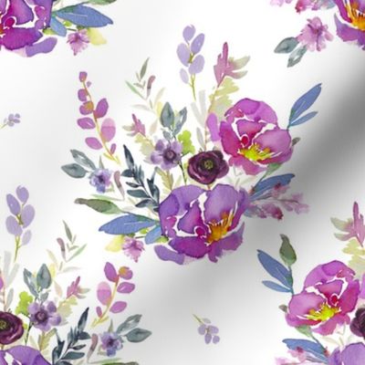 8" Lilac Watercolor Bouquet