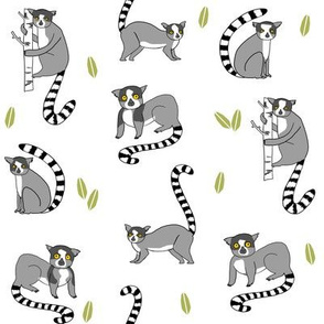 lemur // animal nature jungle lemurs fabric black and white