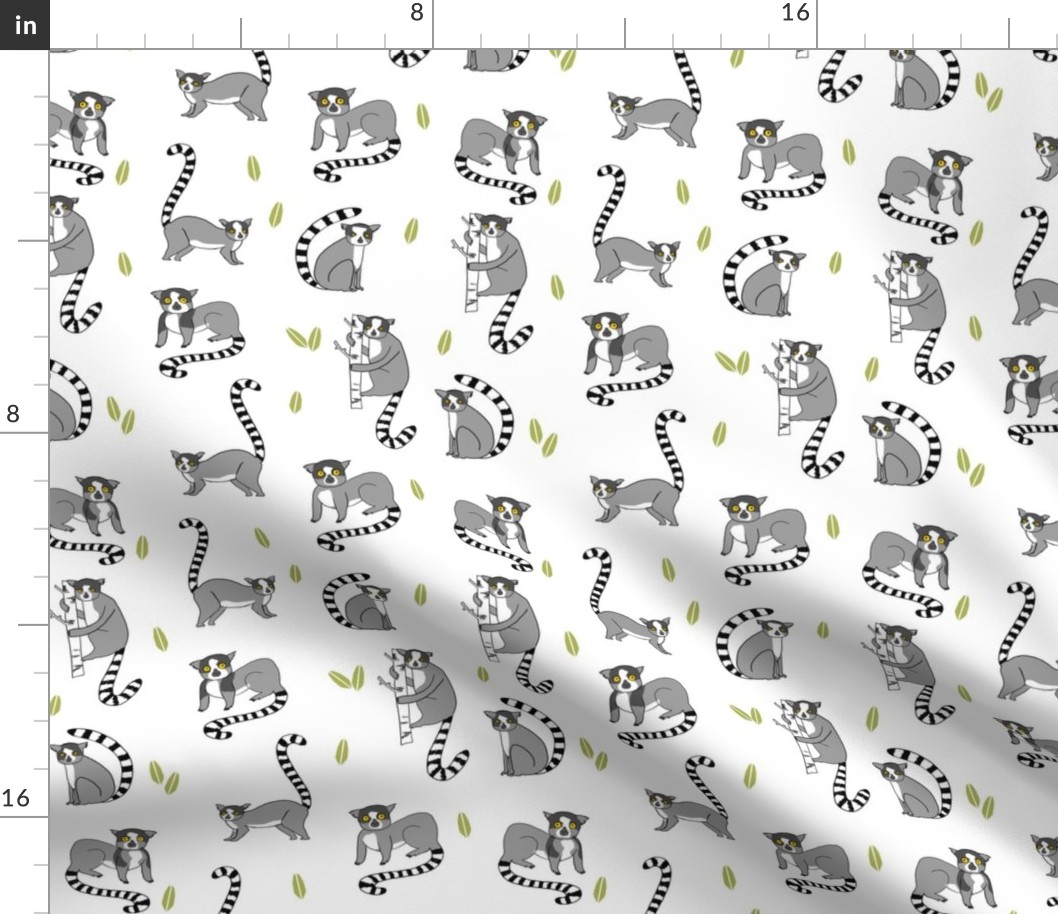lemur // animal nature jungle lemurs fabric black and white