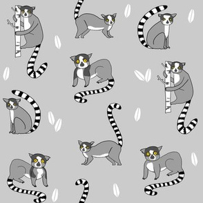 lemur // animal nature jungle lemurs fabric grey