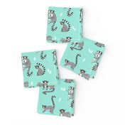 lemur // animal nature jungle lemurs fabric bright blue