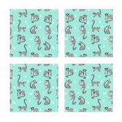 lemur // animal nature jungle lemurs fabric bright blue