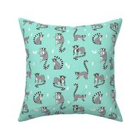 lemur // animal nature jungle lemurs fabric bright blue