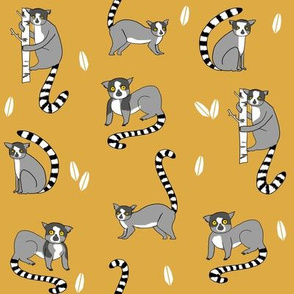 lemur // animal nature jungle lemurs fabric yellow