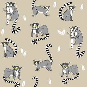 lemur // animal nature jungle lemurs fabric beige