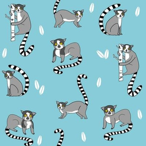 lemur // animal nature jungle lemurs fabric medium blue