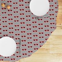 heart shaped glasses - red and dark grey