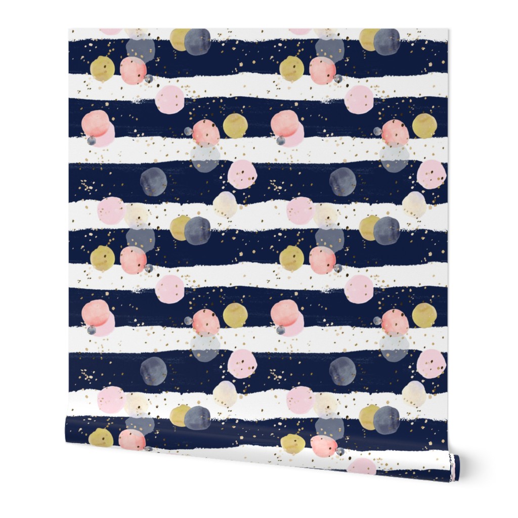 Dots on Navy Stripe