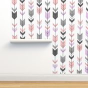 fletching arrows - pink, grey, pink arrow coordinates with fearfully and wonderfully made quilt top