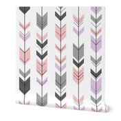 fletching arrows - pink, grey, pink arrow coordinates with fearfully and wonderfully made quilt top