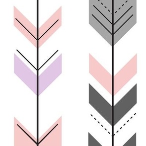 fletching arrows - pink, grey, pink arrow coordinates with fearfully and wonderfully made quilt top